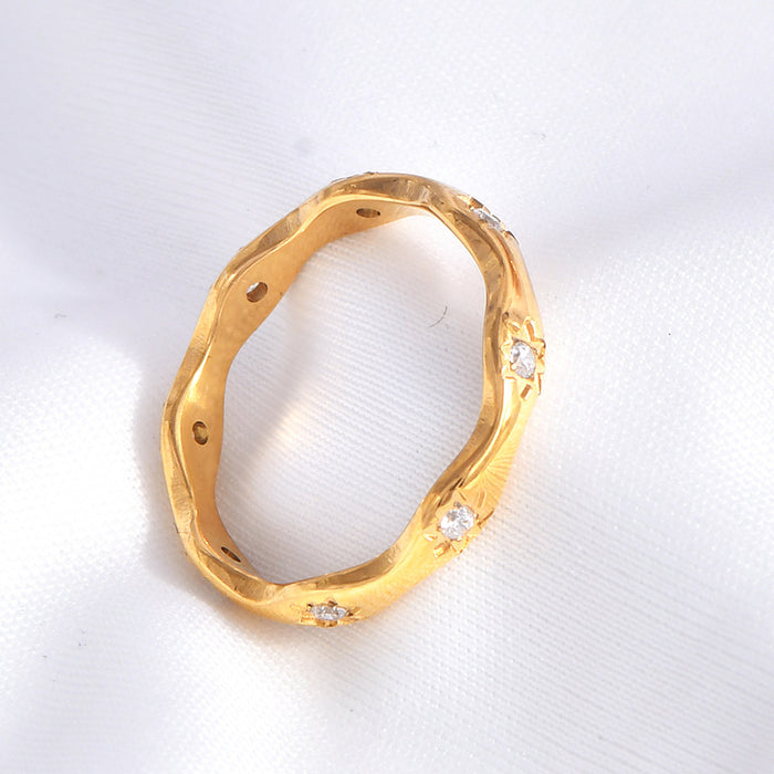 Wholesale French Style Light Luxury Exquisite Geometric Corrugated Ring