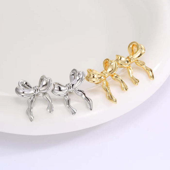 Wholesale Bowknot Earrings Women's Elegant All-match Exquisite High-end Design Sense Style Light Luxury Niche