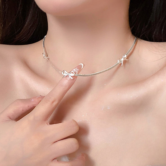 Wholesale Bow Snake Bone Chain Women's  Clavicle ChainAll-match Necklace