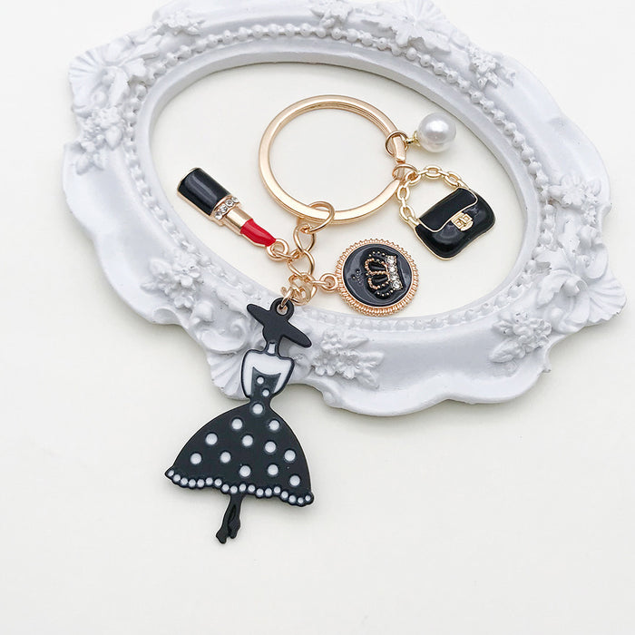 Wholesale Black Dress Pearl Alloy Keychain JDC-KC-LuNeng007