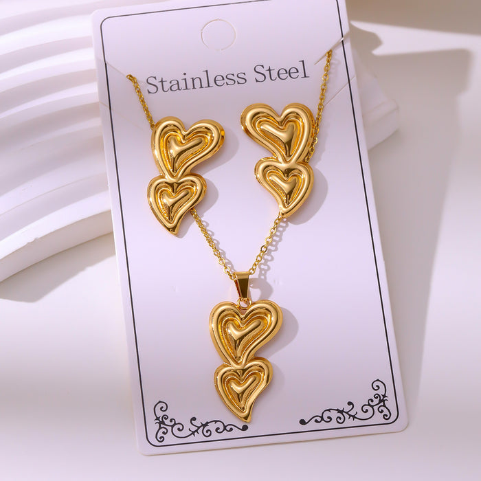 Wholesale RetroEarrings Necklace Stainless Steel Gold-Plated Jewelry