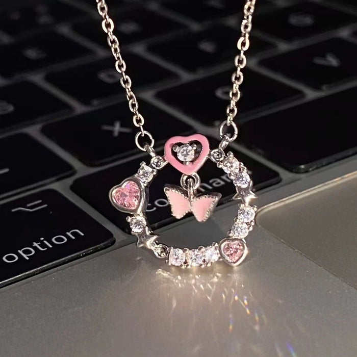 Wholesale Double Layer Butterfly Necklace Set Alloy Jewelry Accessory