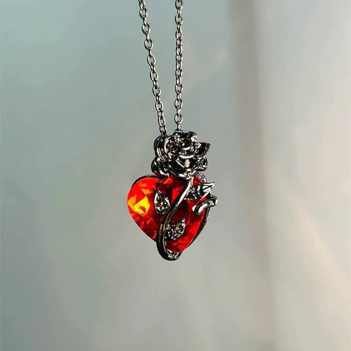 Wholesale winding love rose necklace   heart pendant neck chain