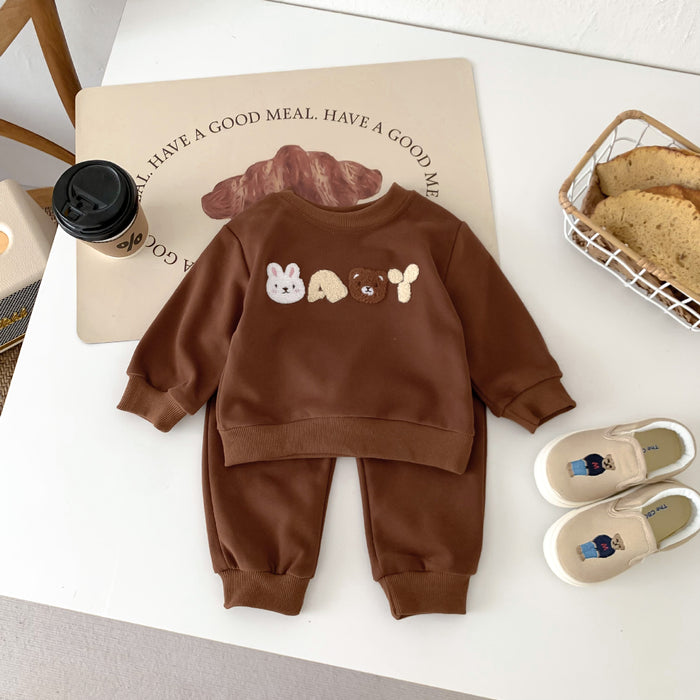 Wholesale Children's Hoodie Casual Set Cute Little Bear Letter Baby Long Sleeved 2-piece Set Baby Clothes JDC-BC-WeiNiS026