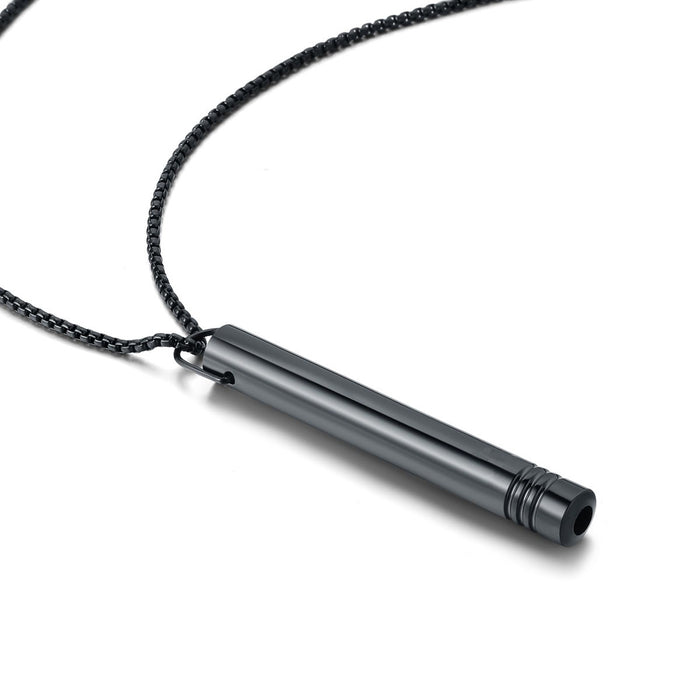 Wholesale Stainless Steel Titanium SSteel Whistle Meditation Mindfulness Breathing Decompression Anxiety Yoga Stainless Steel Pendant Necklace