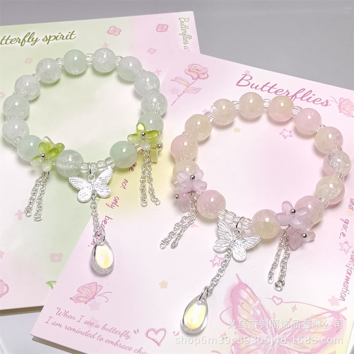 Wholesale Glass Crystal Butterfly Water Drop Bracelet Fashion Accessory