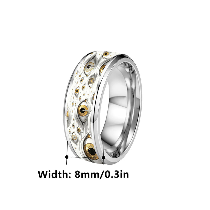 Wholesale Stainless Steel All-Seeing Eye Ring Dark Subculture Wide Band Jewelry Accessory
