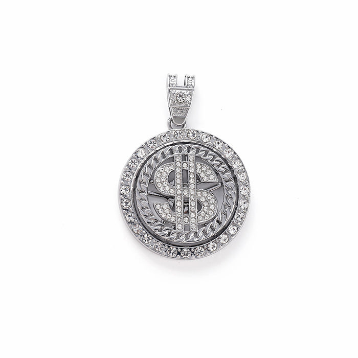 Wholesale Brand Rotatable Dollar Coin Pattern Zinc Alloy Necklace Personalized Pendant