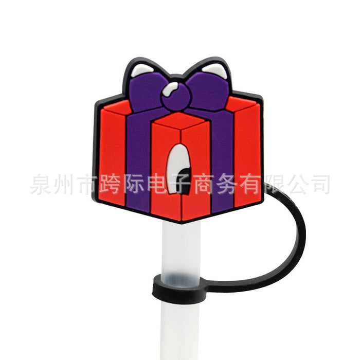 Wholesale New Love Leopard Pattern Straw Cover Straw Cap Silicone Dustproof Stopper Cute Anime Party Straw Decoration Cross border Product