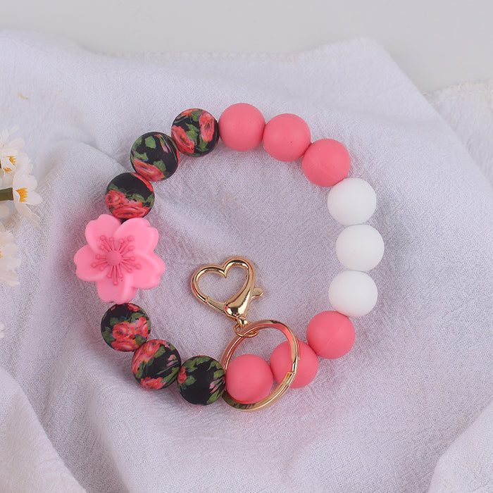 Wholesale Silicone Begonia  Jewelry Silicone Keychain Flower Bracelet