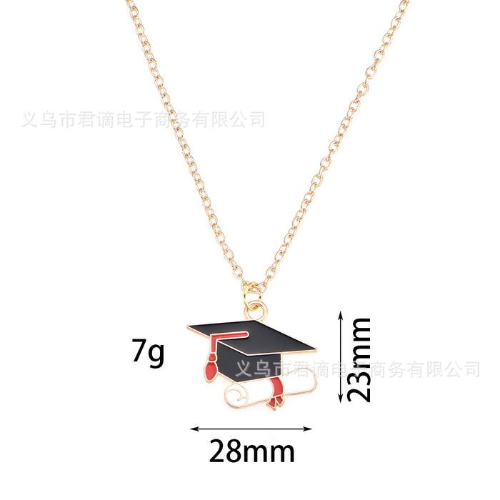 Wholesale jewelry bachelor hat necklace alloy oil drop niche clavicle chain