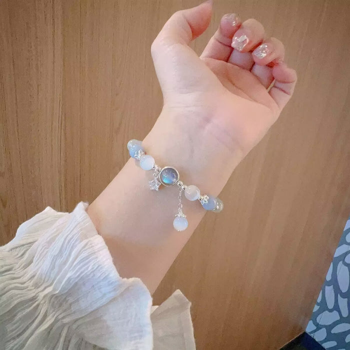 Wholesale Cat's Eye Stone Bracelet, niche design, crystal pentagram gray moonlight bracelet