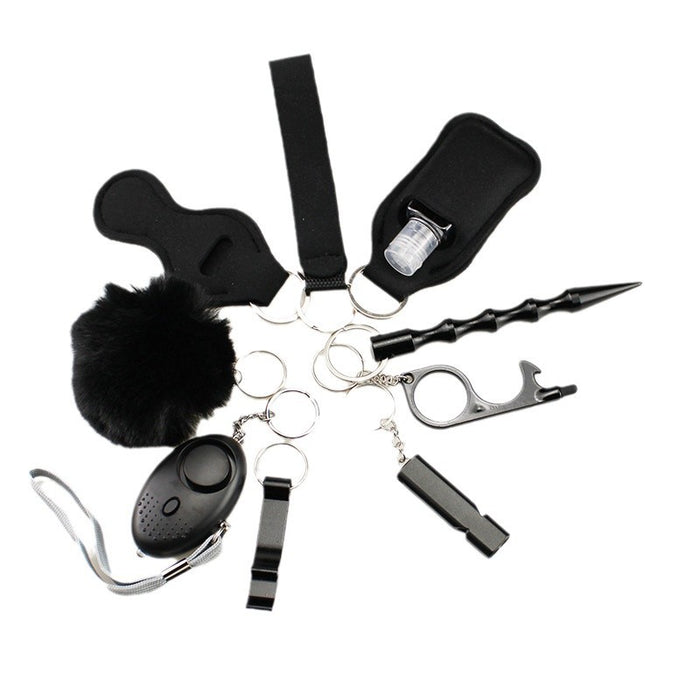 Wholesale 11 Piece Self Defense Keychain Set Black Alloy Everyday Car Key Accessory For Resale