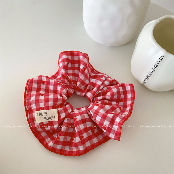 Wholesale Alphabet cloth logo, heart-shaped checkered headband, cute headwear, headband, versatile hair accessory