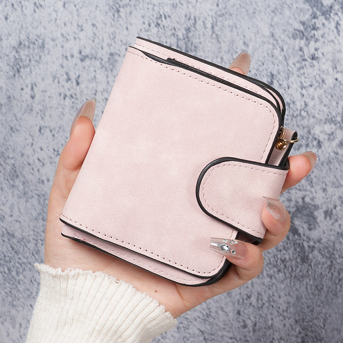 Wholesale Women' s Solid Color Urban Simple Short Wallet with Multiple Card Slots Everyday Wallet Gift