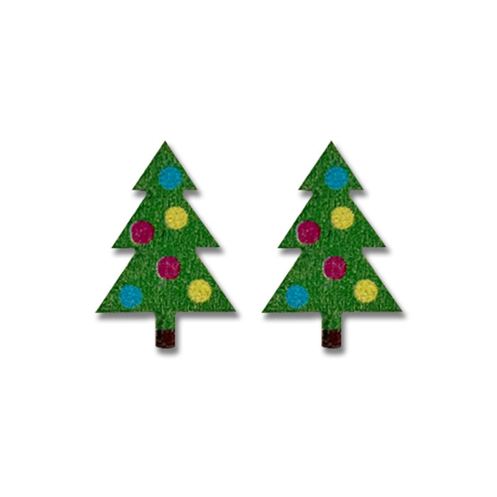 Wholesale Christmas Wooden Earrings Christmas Tree Shape Wave Point Earrings Lightweight