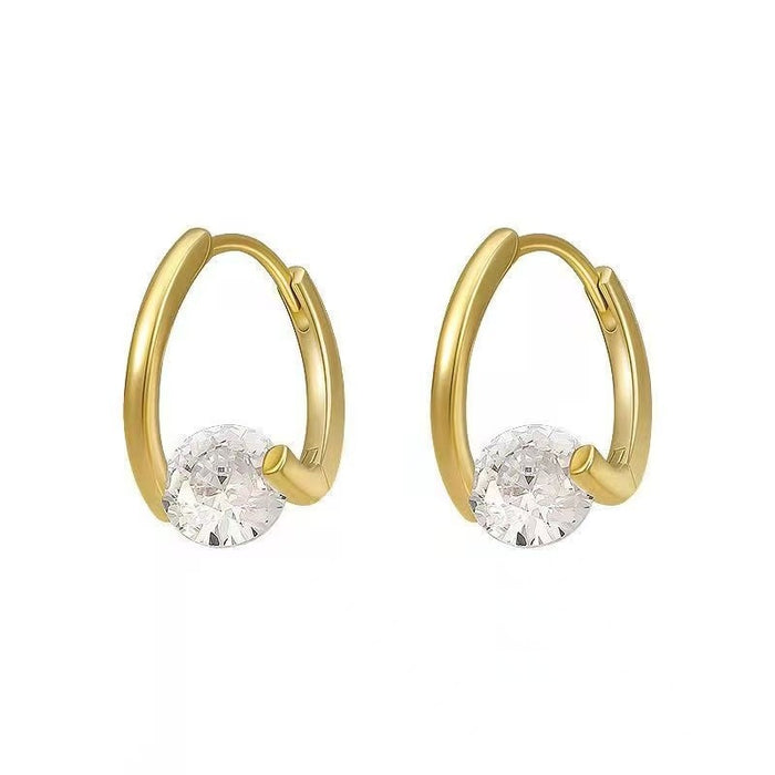 Wholesale Zircon Gold Hoop Earrings