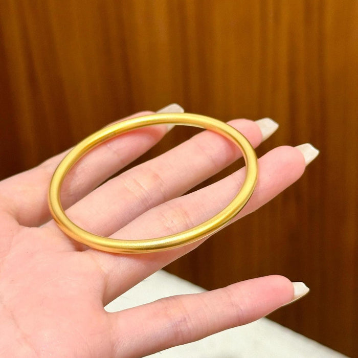 Wholesale Vintage Style 24K Gold Electroplated Solid Copper Plain Ring Bracelet Women S Chic Jewelry Accessory For Resale