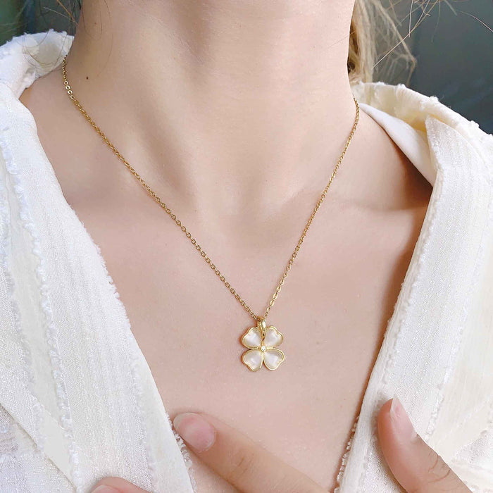 Wholesale Necklace women's summer high-end cat eye titanium steel necklace simple summer matching