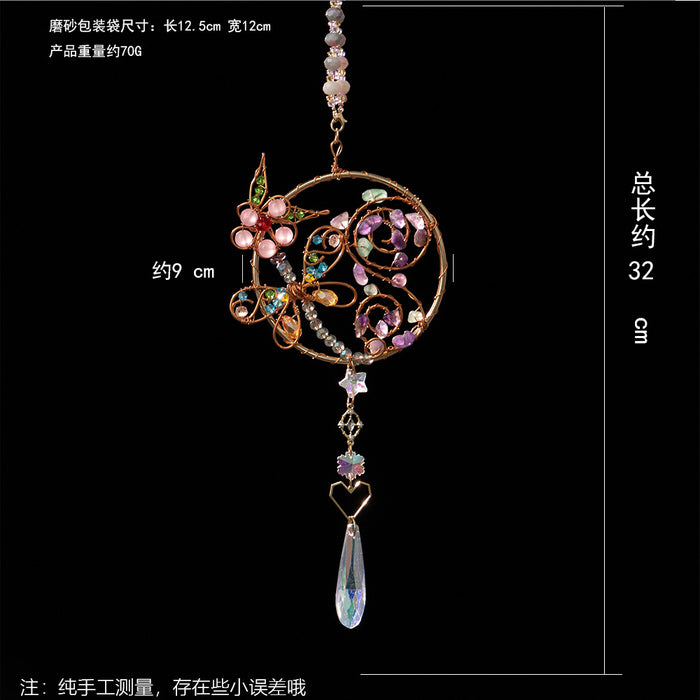 Wholesale Amethyst Crystal Animal Wind Chime Dragonfly Design Modern Decorative