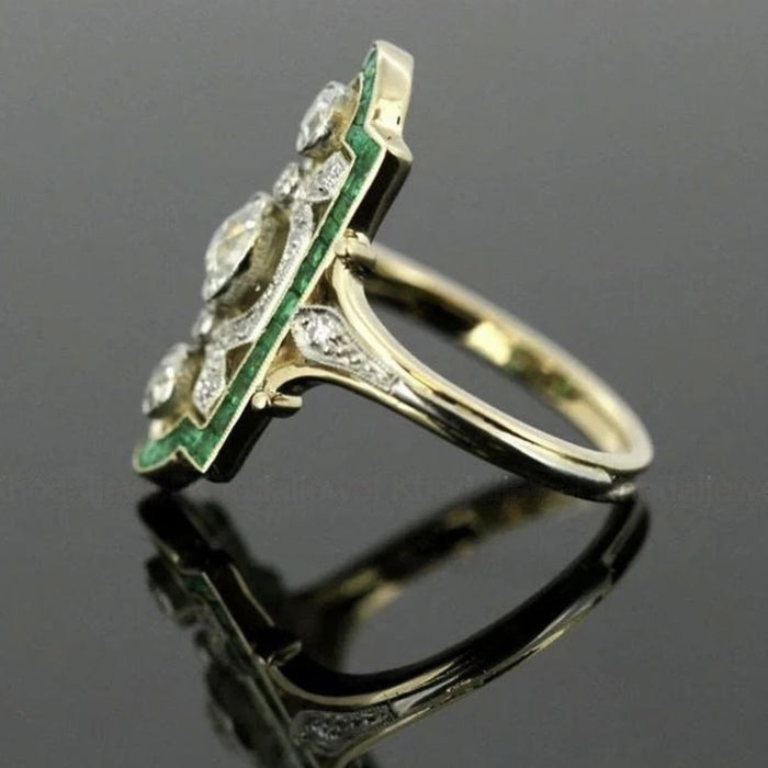 Wholesale Alloy ring fashionable emerald zircon ring