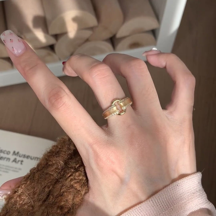 Wholesale  Golden Wire-drawing Ring Women's Index Finger Ring Opening