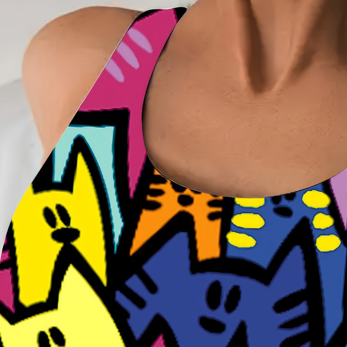 Wholesale New ladies' elegant temperament waist cinching one-piece swimsuit with cute pattern printed swimsuit