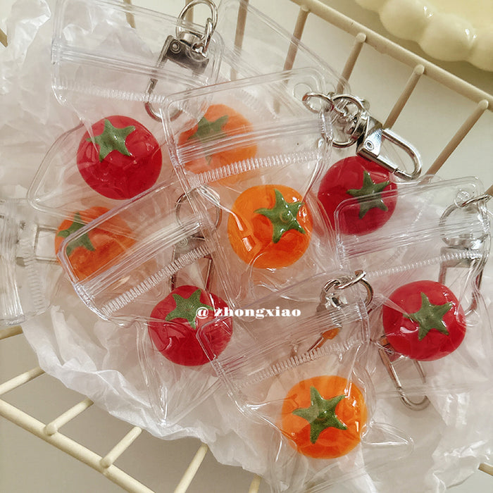 Wholesale 3D Cherry Tomato Keychain Bag Charm Cute Red Resin Phone Pendant Pastoral Fashion Accessory Boutique Resale Gift