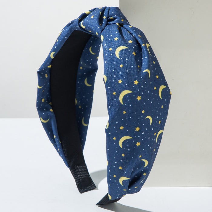 Wholesale Fabric knotted star and moon print headband