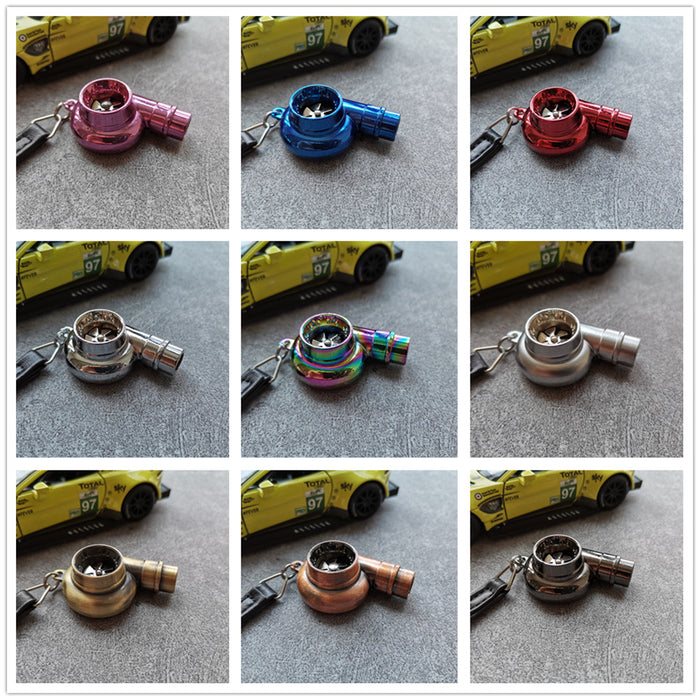 Wholesale Zinc alloy blades rotate on this car turbocharger shaped metal alloy keychain