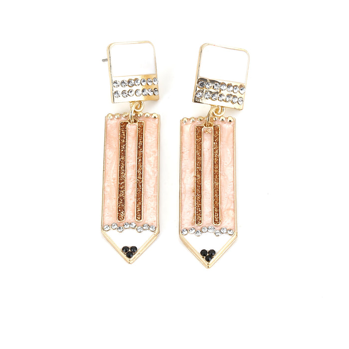 Wholesale all-match color alloy Diamond drop oil pencil earrings personalized simple
