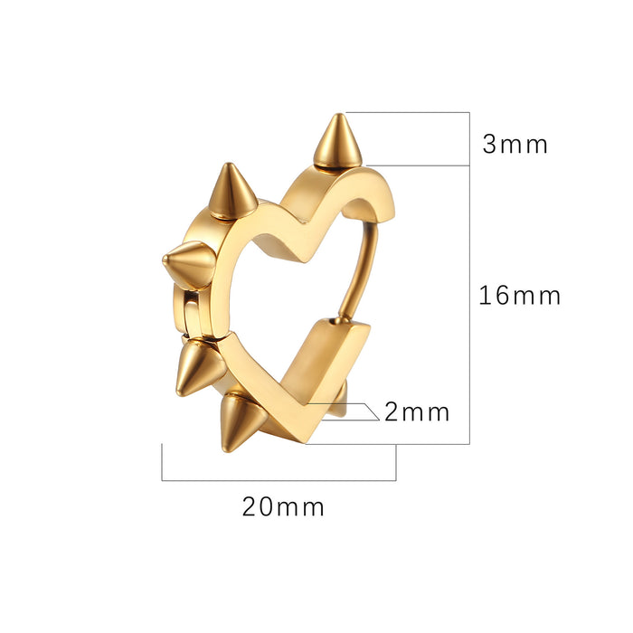 Wholesale Titanium steel heart-shaped cone stainless steel earrings