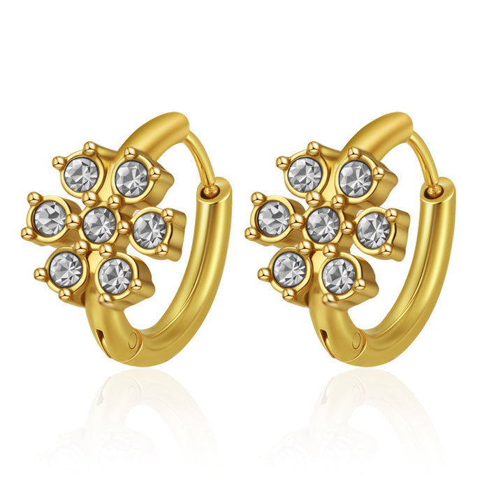 Wholesale Simple Tassel Small and Stylish Zircon-Encrusted Bow Stainless Steel Earrings for Women Trendy 18K Hoop Earrings Versatile