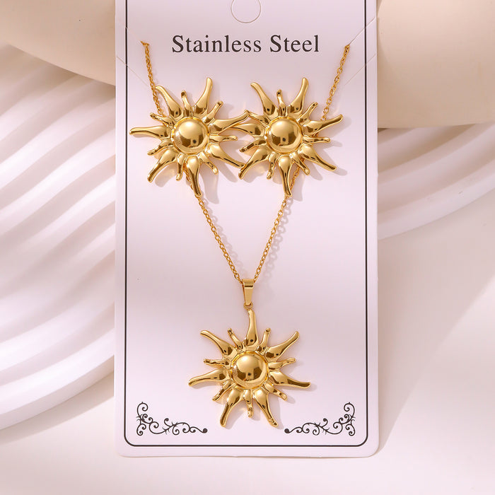 Wholesale RetroEarrings Necklace Stainless Steel Gold-Plated Jewelry