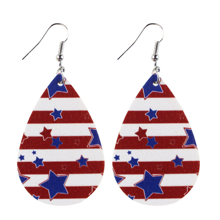 Wholesale Leather earrings with printed pentagram PU leather earrings and water droplet multi-layer earrings wholesale