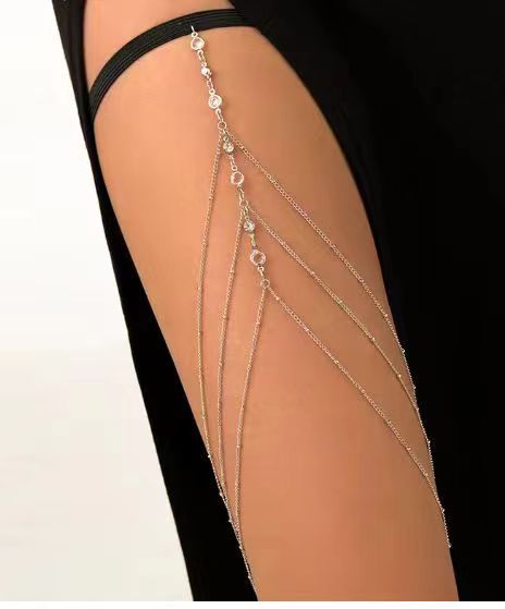 Wholesale  Diamond Garden Bead Chain Body Chain Jewelry Flash Diamond Pendant Tassel Necklace Chest Chain Fashion Women's