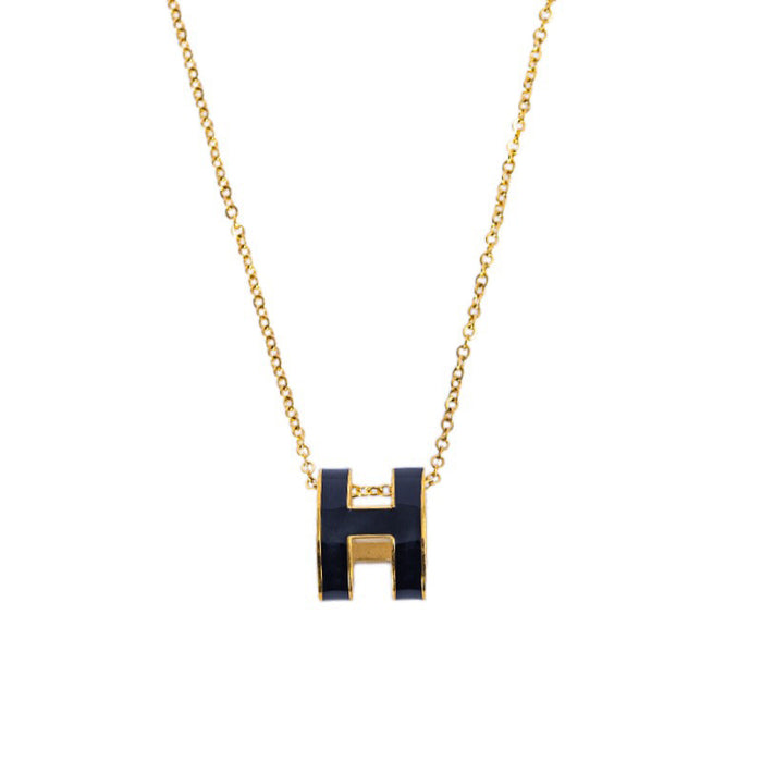 Wholesale 2pcs Titanium Steel H Letter Pendant Necklace JDC-NE-XinLong010