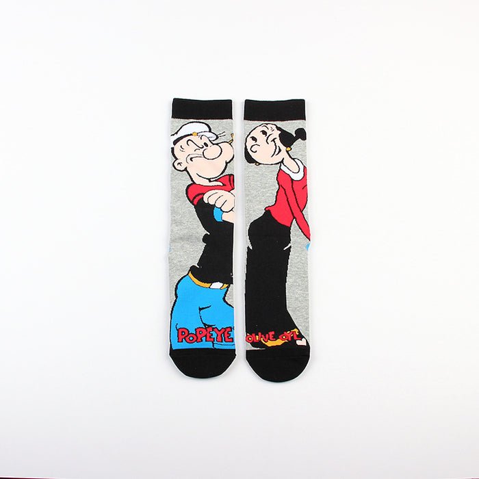Wholesale Leisure Sports Jacquard Youth Four Seasons Women Cotton Couple Middle Socks Men Trendy Long Socks