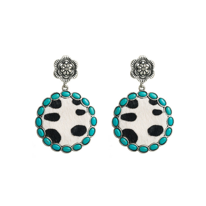 Wholesale vintage earrings alloy inlaid turquoise exaggerated earrings