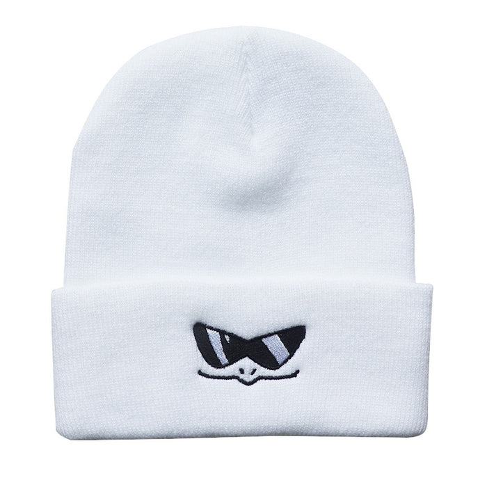 Wholesale Cartoon Cute Smiley Face Embroidery Acrylic Knitted Beanie JDC-FH-LvH015