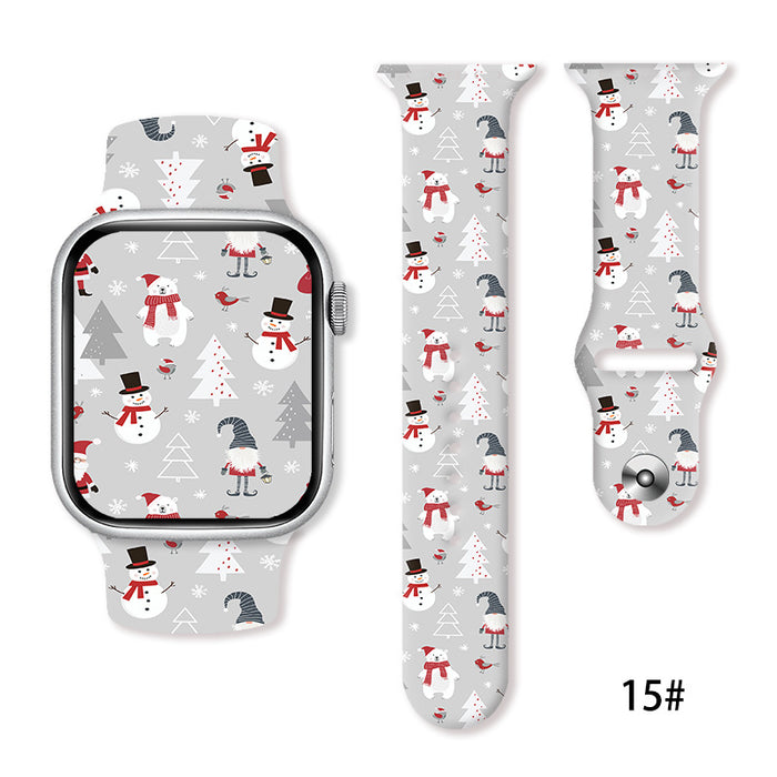 Wholesale Cartoon Christmas Silicone Strap Suitable for Apple Watch Strap JDC-WD-NuoQi005