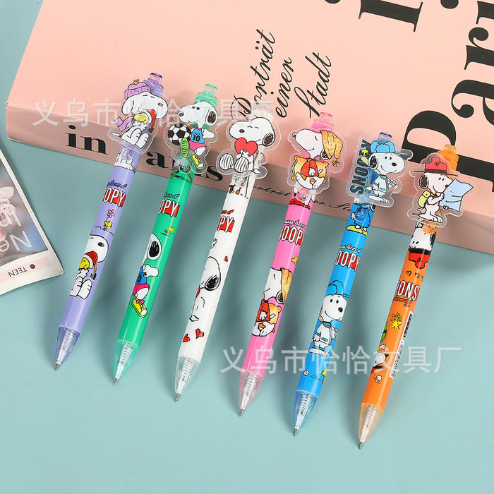 Wholesale 10pcs Press-Button Cartoon Acrylic Black Gel Pen