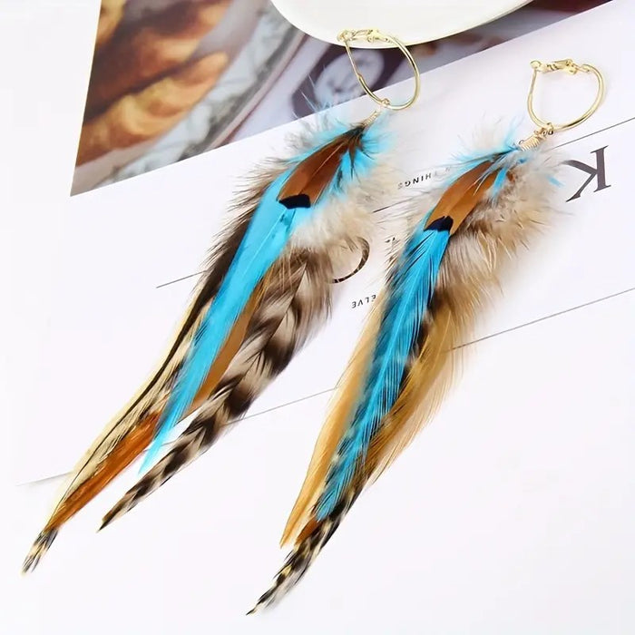 Wholesale Feather Niche Design Exaggerated Ethnic Earrings