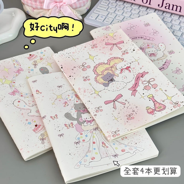 Wholesale Cartoon Bow Cat Notebook A5 Thick Lined Workbook for Students Daily Use MOQ≥4