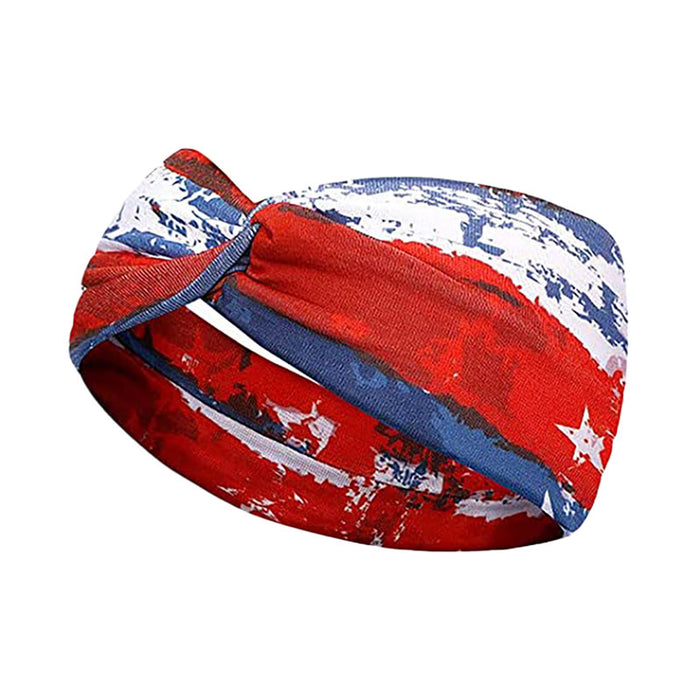 Wholesale 2PCS American Flag Independence Day Stars Knotted Sweat Absorbent Sports Bundle Fabric Headband JDC-HD-YunQ001