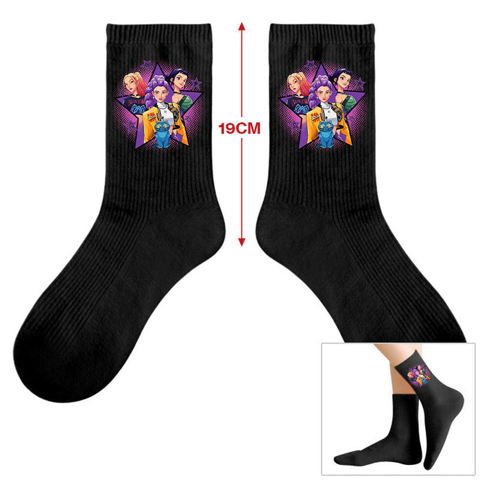 Wholesale Kpop Cute cartoon-themed printed colorful mid-calf socks