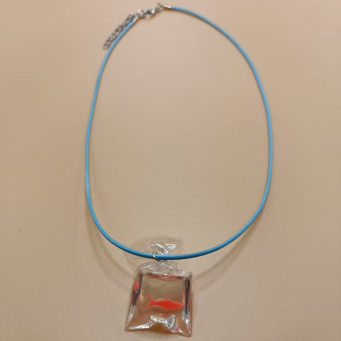 Wholesale children's fun creative cute goldfish necklace transparent fish pendant