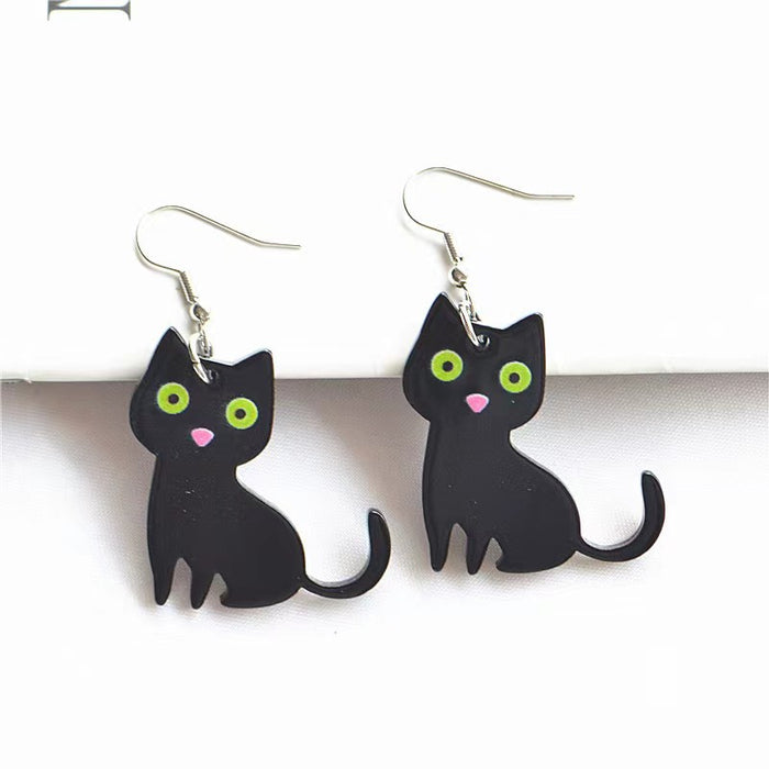 Wholesale Halloween Black Cat Acrylic Earrings JDC-ES-WenT024