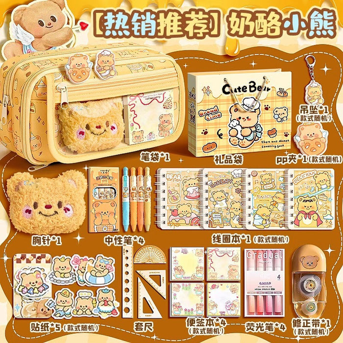 Wholesale Trendy Cute Pencil Case Large Capacity 9-Layer Flip with Butter Bear Design for Students stationery