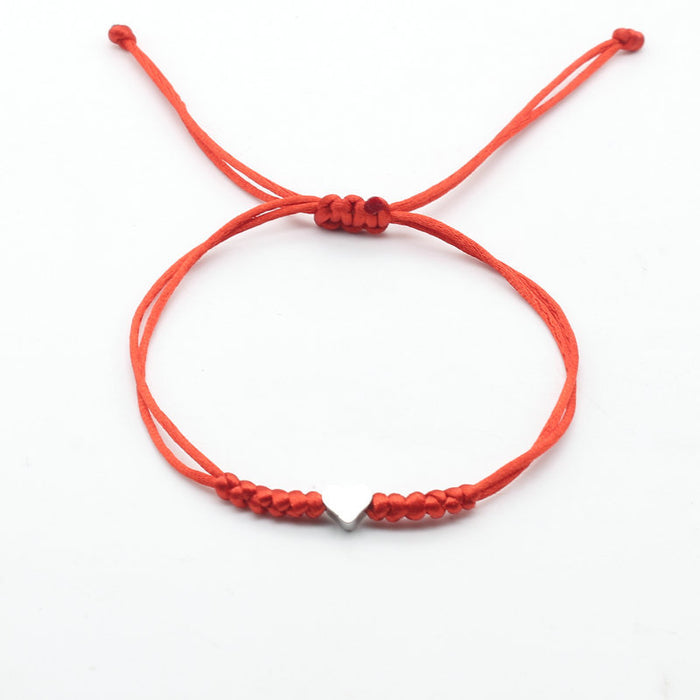 Wholesale Versatile Silver Love Hand Woven Couple Handmade Red Rope Bracelet Heart Bracelets JDC-BT-SX001